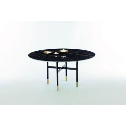 BONTEMPI "Glamor 52.25" - Permanent round table with steel structure 150x75 (configurable). - Made in Italy, Italian design, online furniture, home decor, modern furniture shop, luxury home, decor your home, interior design shop, home shop on line