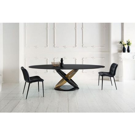 BONTEMPI "Fusion 52.03" - Elliptical table with steel structure and configurable top. - Made in Italy, Italian design, online furniture, home decor, modern furniture shop,luxury home, decor your home, interior design shop, home shop on line