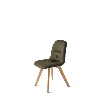 bontempi chantal sedia legno massello rivestita pelle premium ecopelle nabuk velluto