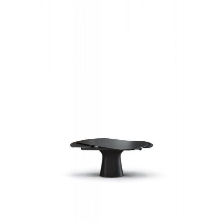 bontempi tavolo podium ellittico allungabile cemento cristallo