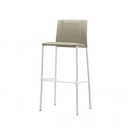 MIDJ "Silvy CU" - Stool with steel structure, hide seat, available in two heights, configurable. - Made in Italy, Italian design, online furniture, home decor, modern furniture shop,luxury home, decor your home, interior design shop, home shop on line