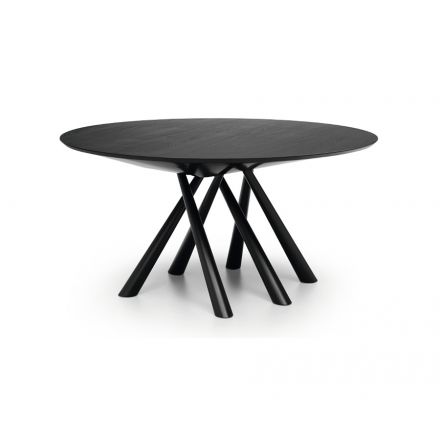 MIDJ "Forest Rotondo" Fixed round table with lacquered steel base and wooden top, configurable. - Made in Italy, Italian design, online furniture, home decor, modern furniture shop,luxury home, decor your home, interior design shop, home shop on line
