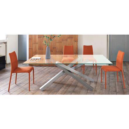 MIDJ "Pechino" - Extendable table with steel/aluminium frame and glass top, two sizes available. - 
Made in Italy, Italian design, online furniture, home decor, modern furniture shop,luxury home, decor your home, interior design shop, home shop on line