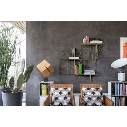 Mogg "Musa" - Metal wall shelf for objects or books, available in gold or black varnish. - Made in Italy, Italian design, online shopping, furniture, home decor, interior design, shop now