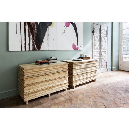 Mogg unlimited design "OrdinaryDay" - Chest of drawers in solid fir wood, structure and interior of the 4 drawers and back in black. - Made in Italy, Italian design, online shopping, furniture, home decor