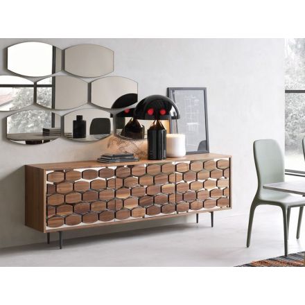 TONIN CASA "Honey" - Wooden sideboard with mirror effect doors and metal frame, various sizes. - 
Made in Italy, Italian design, online furniture, home decor, modern furniture shop,luxury home, decor your home, interior design shop, home shop on line