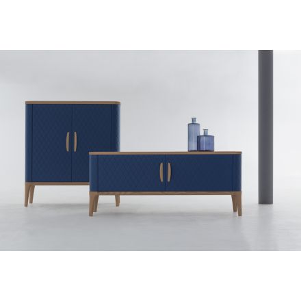 TONIN CASA "Tiffany"- Sideboard 2 doors in leather or eco leather with diamond quilting. - Made in Italy, Italian design, online furniture, home decor, modern furniture shop,luxury home, decor your home, interior design shop, home shop on line