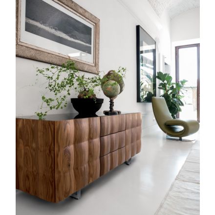 TONIN CASA "Venice"- Sideboard with doors and/or drawers in lacquered wood, top in tempered glass. - Made in Italy, Italian design, online furniture, home decor, modern furniture shop,luxury home, decor your home, interior design shop, home shop on line
