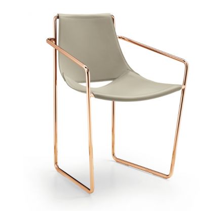 Midj "Apelle P"- Armchair with sled steel base, hide seat and backrest. - Made in Italy, Italian design, online furniture, home decor, modern furniture shop, luxury home, decor your home, interior design shop, home shop on line