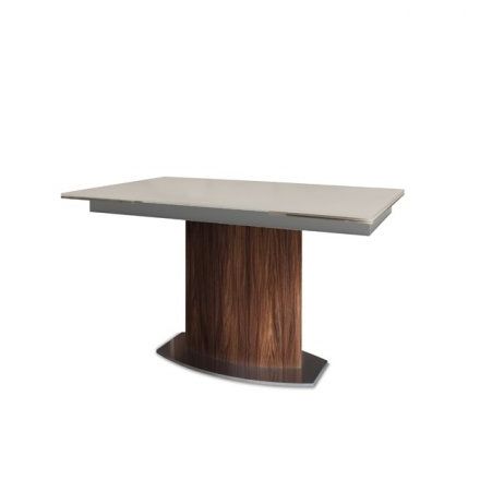 DOMITALIA Discovery L - Extendable table with varnished wooden structure painted steel with ceramic top glass