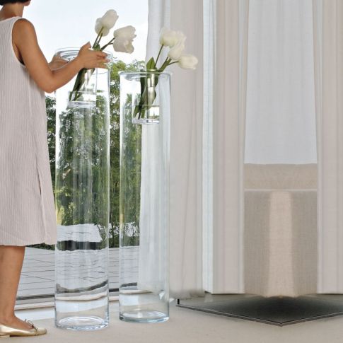 ADRIANI & ROSSI - Vaso in vetro da terra trasparente di forma cilindrica -  Gladiolo