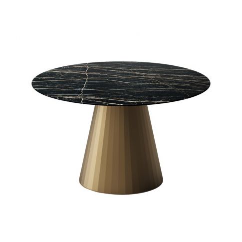 Tavolo tondo fisso Pierre marmo nero oro moderno